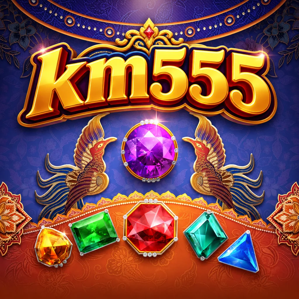 km555 Garuda Gems dengan lambang burung mistis dan permata bercahaya